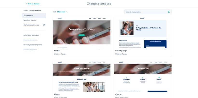 HubSpotin maksuttomat oletuusteemat