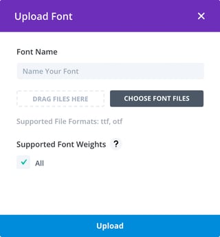 Divi upload font dialog