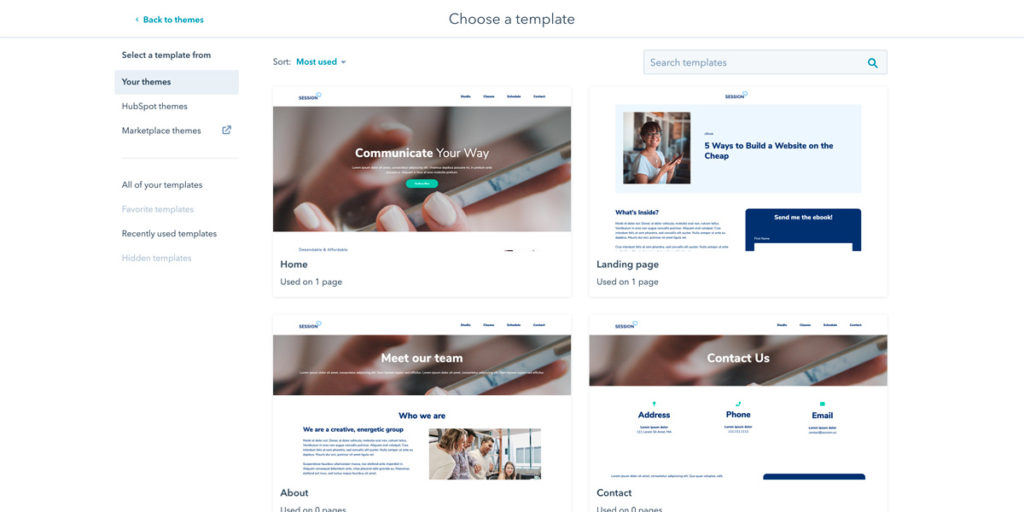 HubSpotin maksuttomat oletuusteemat
